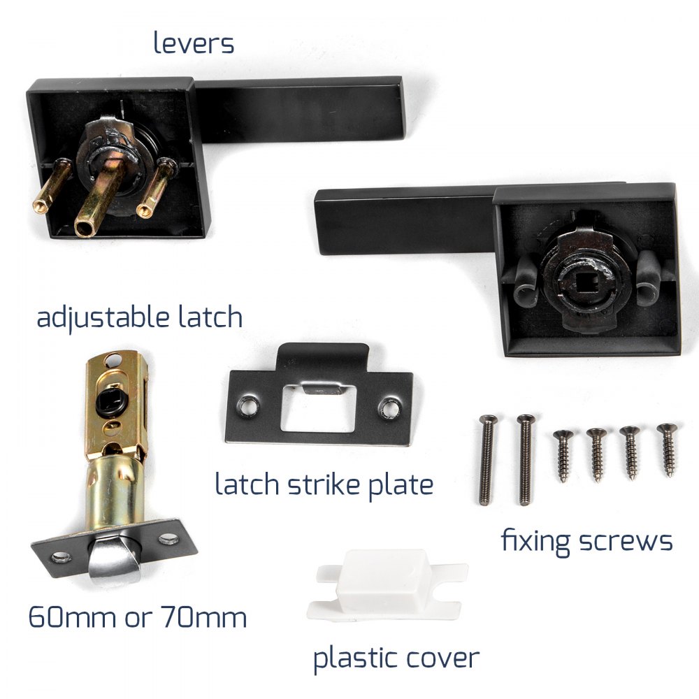 Privacy Black Door Handles Door Levers Door Knobs Set Heavy Duty Bath/Bedroom