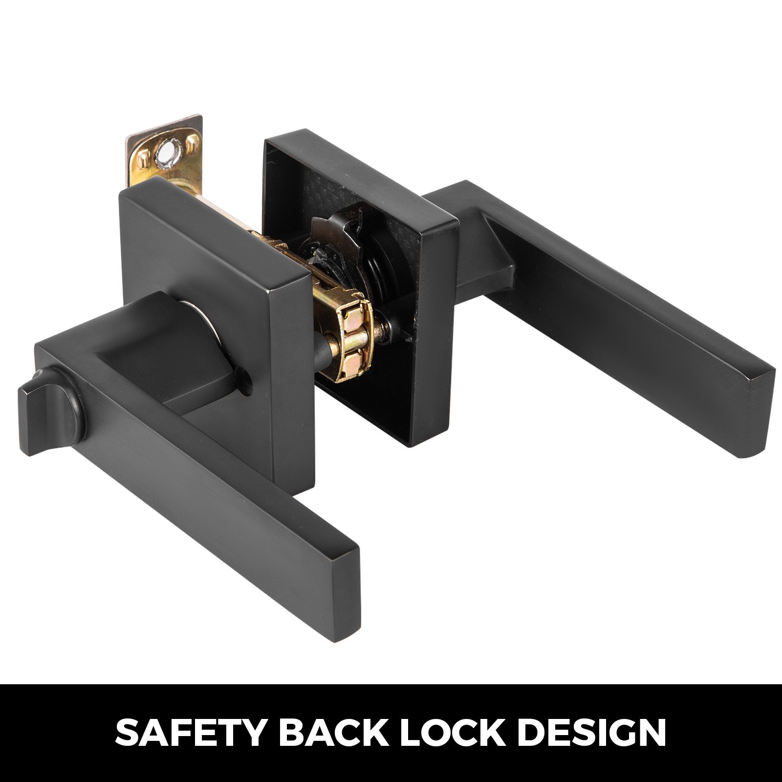 Privacy Black Door Handles Door Levers Door Knobs Set Heavy Duty Bath/Bedroom