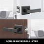 VEVOR Passage Door Lever 5 Pack Passage Door Handle Matte Black Lever Passage Set Black Square Heavy Duty Passage Lever Fits for 35-45mm Thickness with Reversible for Right and Left Side