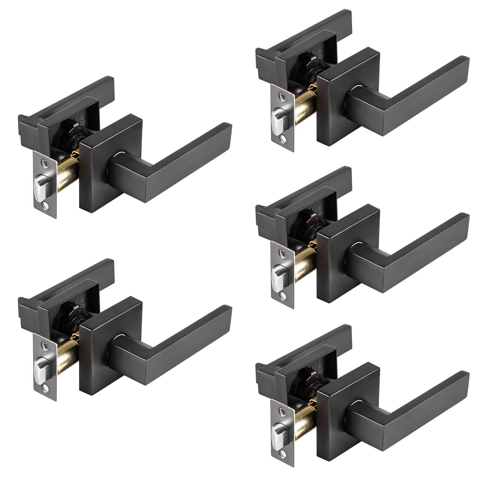 Passage Door Lever Passage Door Handle 5 Pack for 35-45mm Thickness Door Square