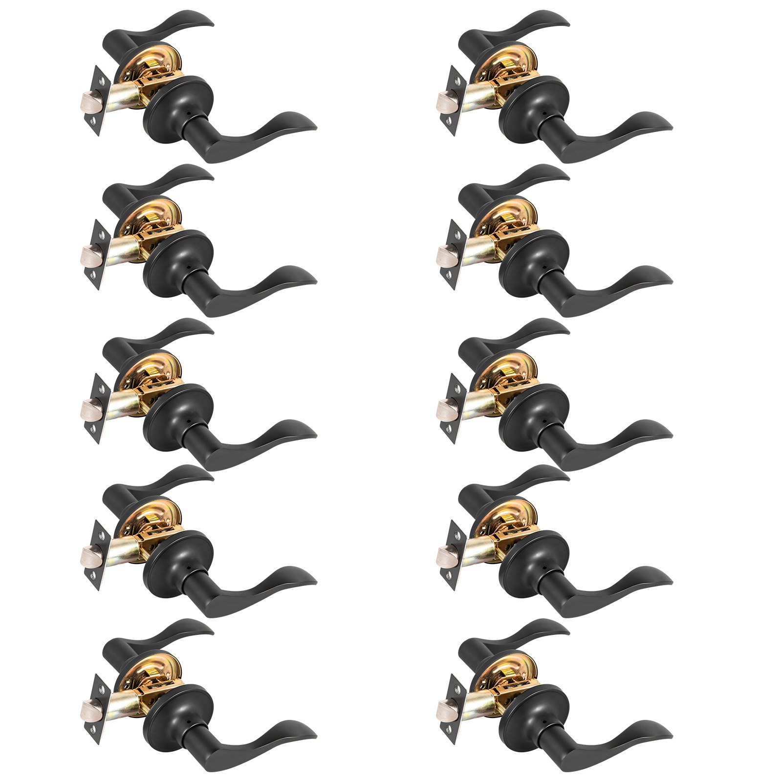 Passage Door Lever Door Handle 10 Pack Door Knobs Passage Lever Locks Set Black