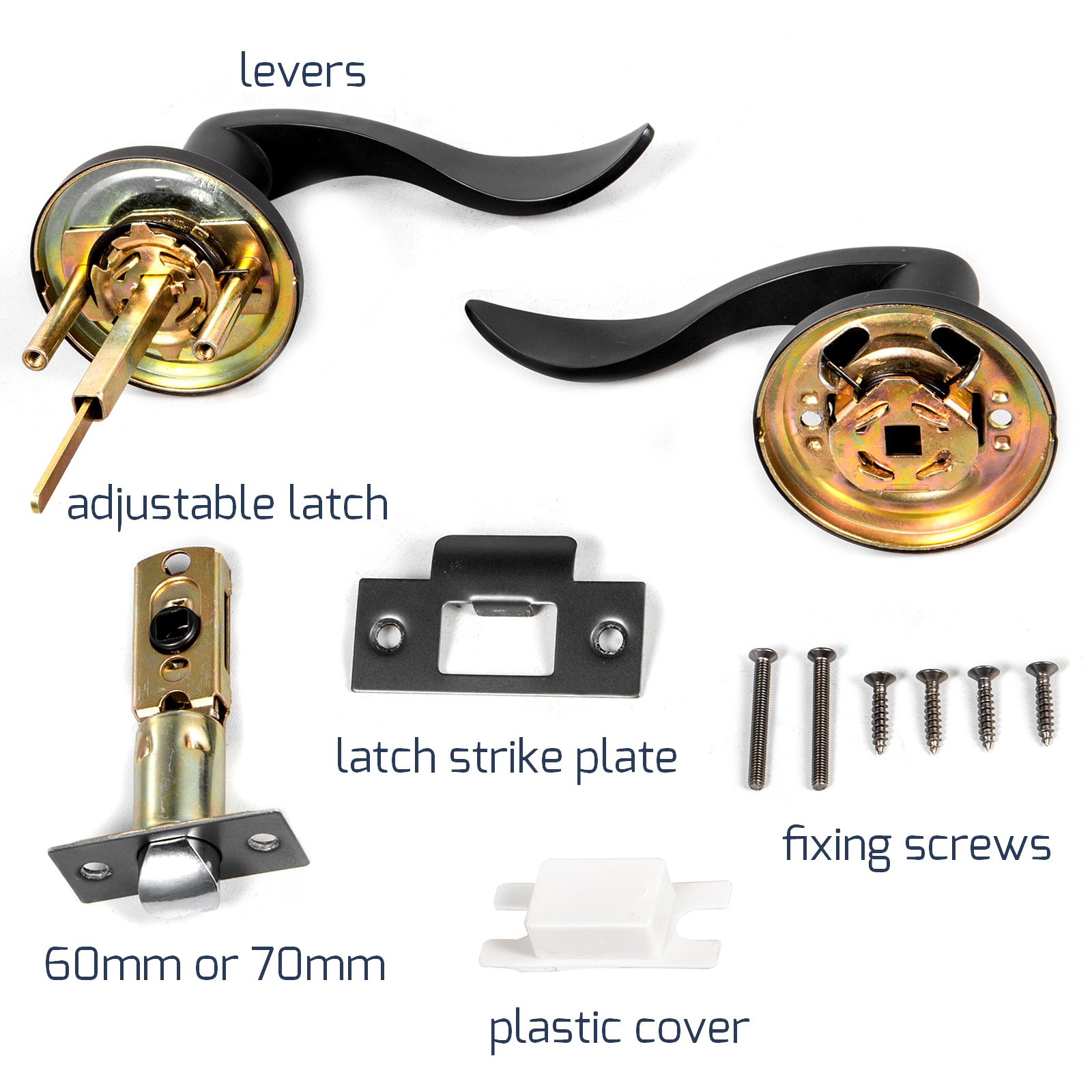 Passage Door Lever Black Door Handles Passage Lever Lock Set Door Knobs 5 Pack