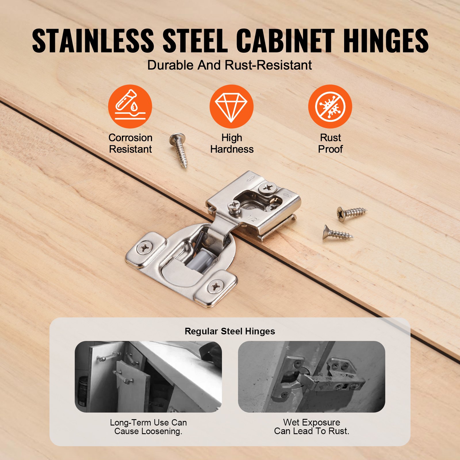 VEVOR Cabinet Hinges, 30 Packs Partial Overlay Kitchen Cabinet Door Hinges, 105 Degree Opening Angel Soft Close Concealed Cupboard Hinges for Framed Cabinet Type, with Mounting Screws