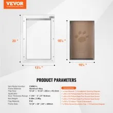 VEVOR Pet Door, 13.27" x 20.04" Aluminum Frame with Lock and Flap System, Weatherproof Doggy Door, Easy to Install in Interior or Exterior Doors, Pet Door Suitable for Cat Doggie Kitties (White-L)