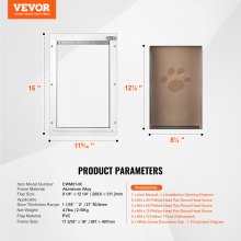 VEVOR Pet Door for Door with Lock and Magnetic Flap System Aluminum Frame M