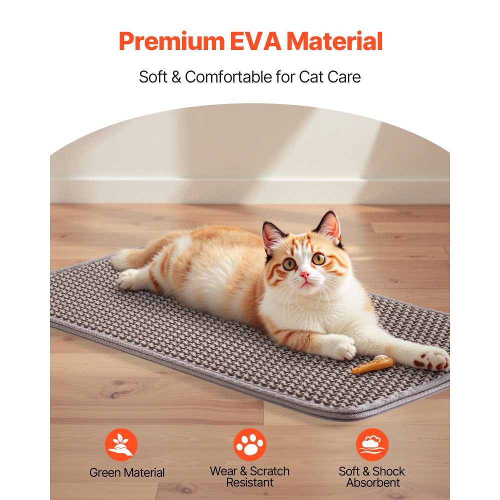 VEVOR Cat Litter Mat, 24 x 15 in, Double-Layer Litter Box Mat, Non-Slip & Urine-Proof Litter-Trapping Mats for Indoor Cats, Honeycomb Design, Soft on Paws, Washable Large Kitty Mats for Floor