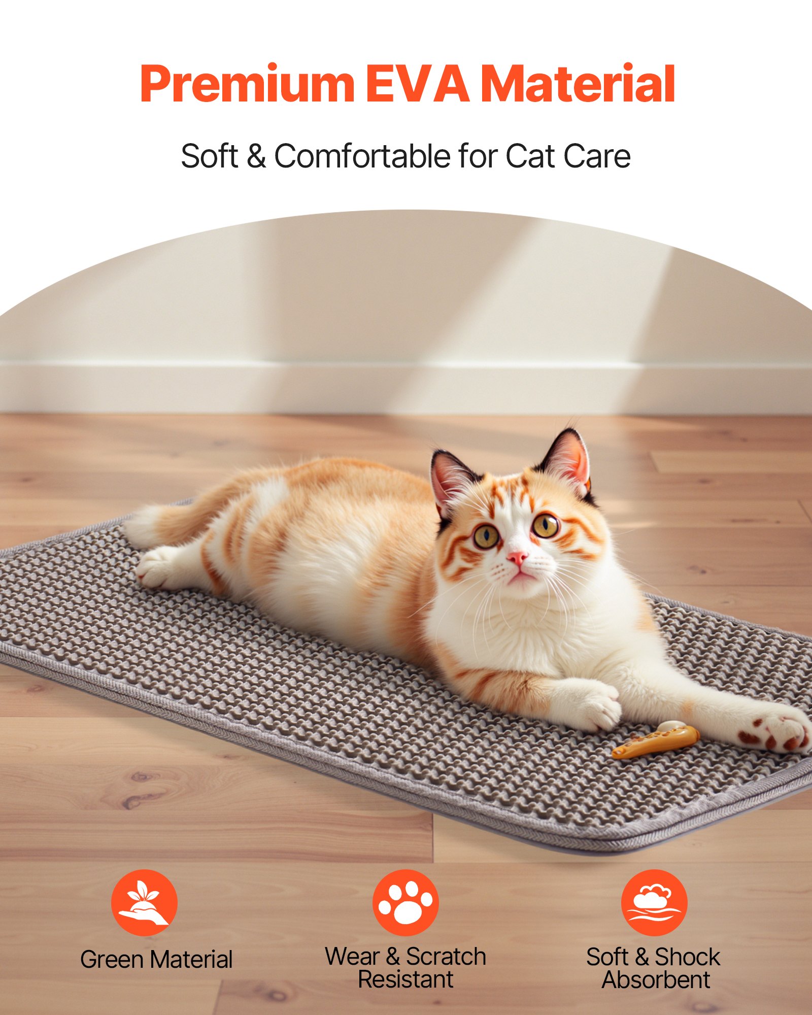 VEVOR Cat Litter Mat, 24 x 15 in, Double-Layer Litter Box Mat, Non-Slip & Urine-Proof Litter-Trapping Mats for Indoor Cats, Honeycomb Design, Soft on Paws, Washable Large Kitty Mats for Floor