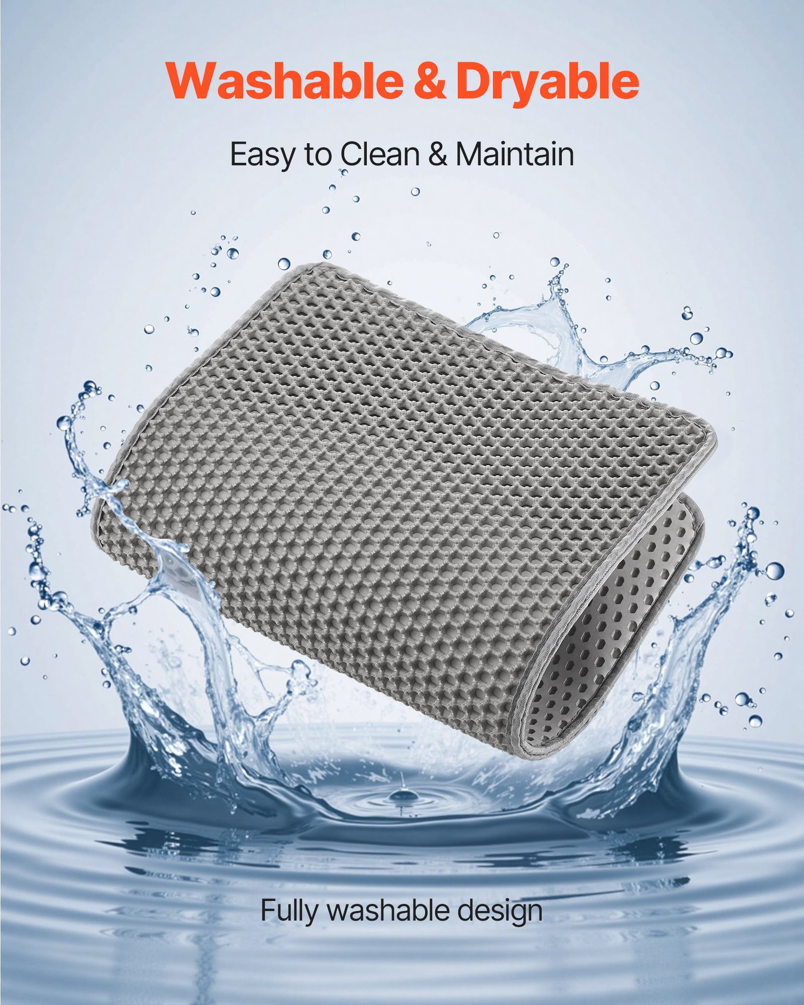 VEVOR Cat Litter Mat, 24 x 15 in, Double-Layer Litter Box Mat, Non-Slip & Urine-Proof Litter-Trapping Mats for Indoor Cats, Honeycomb Design, Soft on Paws, Washable Large Kitty Mats for Floor