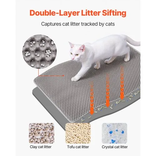 VEVOR Cat Litter Mat, 30 x 24 in, Double-Layer Litter Box Mat, Non