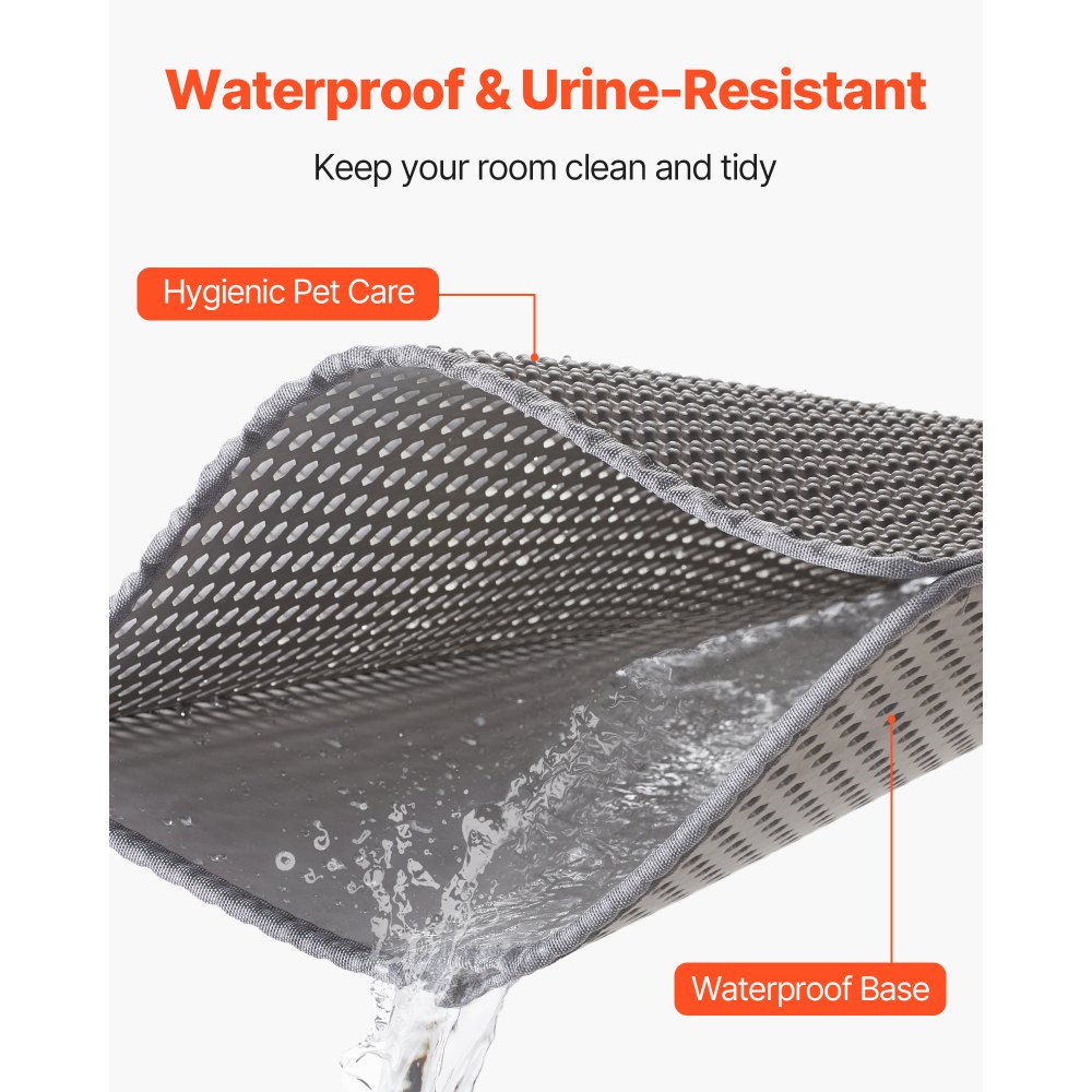 VEVOR Cat Litter Mat, 30 x 24 in, Double-Layer Litter Box Mat, Non-Slip & Urine-Proof Litter-Trapping Mats for Indoor Cats, Honeycomb Design, Soft on Paws, Washable Large Kitty Mats for Floor