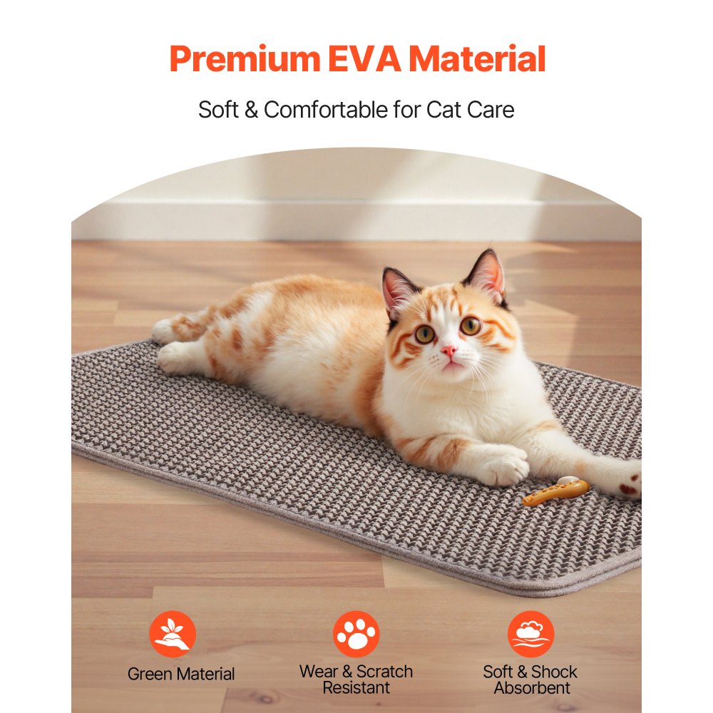 VEVOR Cat Litter Mat, 30 x 24 in, Double-Layer Litter Box Mat, Non-Slip & Urine-Proof Litter-Trapping Mats for Indoor Cats, Honeycomb Design, Soft on Paws, Washable Large Kitty Mats for Floor