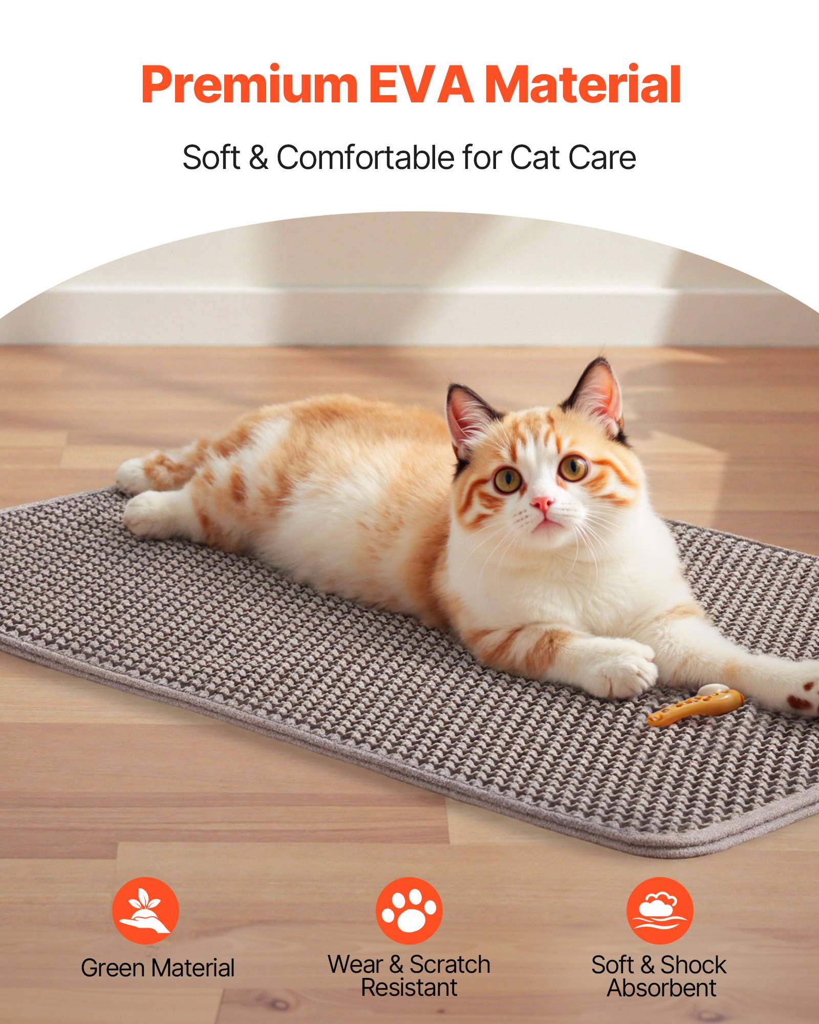 VEVOR Cat Litter Mat, 30 x 24 in, Double-Layer Litter Box Mat, Non-Slip & Urine-Proof Litter-Trapping Mats for Indoor Cats, Honeycomb Design, Soft on Paws, Washable Large Kitty Mats for Floor
