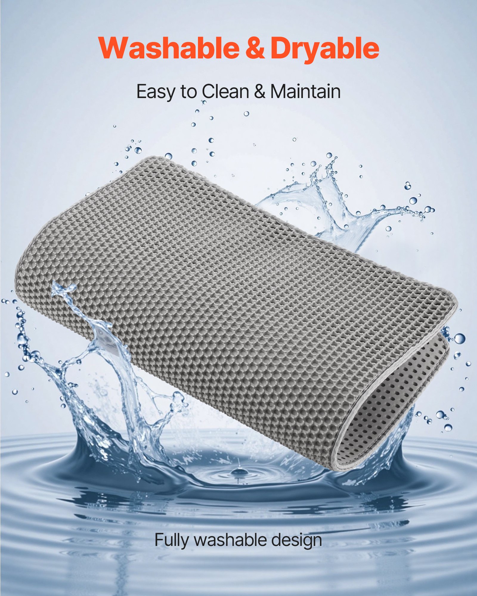 VEVOR Cat Litter Mat, 30 x 24 in, Double-Layer Litter Box Mat, Non-Slip & Urine-Proof Litter-Trapping Mats for Indoor Cats, Honeycomb Design, Soft on Paws, Washable Large Kitty Mats for Floor
