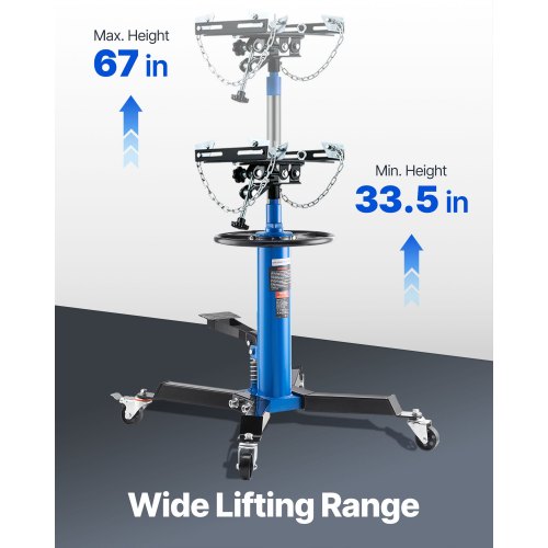 VEVOR Transmission Jack,1/2Ton/1100lbs Capacity Hydraulic Telescopic Transmission Jack, 2-Stage Floor Jack Stand with Foot Pedal, 360° Swivel Wheel, Garage/Shop Lift Hoist, Blue