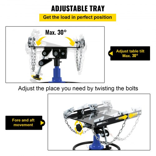 VEVOR Transmission Jack,0.5 Ton/1100 lbs Capacity Hydraulic Telescopic Transmission Jack, 2-Stage Floor Jack Stand with Foot Pedal, 360° Swivel Wheel, Garage/ Shop Lift Hoist, Blue