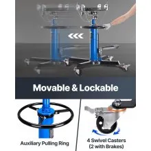 VEVOR Transmission Jack, 33"-67" High Lift, 1100 lbs Hydraulic Telescoping Transmission Jack, 2-Stage Floor Jack Stand 1/2 Ton Capacity with Foot Pedal, 360° Swivel Wheel, Garage/Shop Lift Hoist