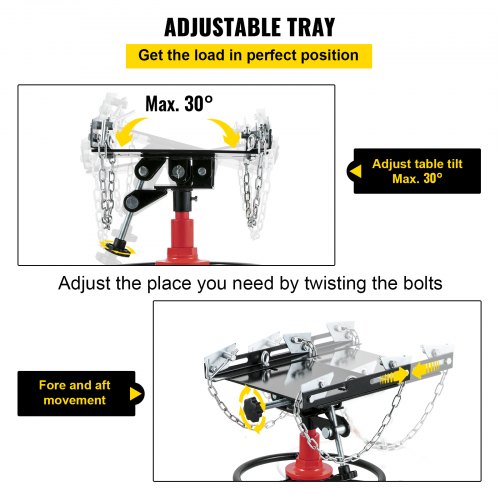 VEVOR Transmission Jack,1/2Ton/1100lbs Capacity Hydraulic Telescopic Transmission Jack, 2-Stage Floor Jack Stand with Foot Pedal, 360° Swivel Wheel, Garage/Shop Lift Hoist, Red