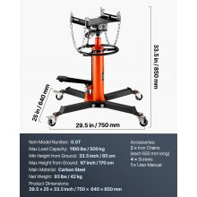 VEVOR Transmission Jack 1100 lbs 2-Stage Hydraulic High Lift Vertical Telescopic