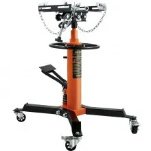 VEVOR Transmission Jack, 1/2Ton/1100lbs Capacity Hydraulic Telescopic Transmission Jack, 2-Stage Floor Jack Stand with Foot Pedal, 360° Swivel Wheel, Garage/ Shop Lift Hoist, Orange