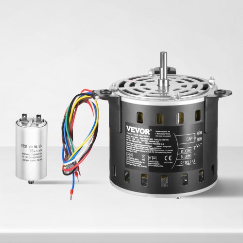 1/3 HP Ventilatormotor, 220 V, 1,95 A, 1250 Tpm, 3 Snelheden  750 9501250rpm 3 Snelheden 15 F 450v Condensator P 010136310570