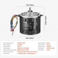 VEVOR 1/3HP Furnace Blower Motor 220V 1.95A 1250RPM 3-Speed 15μF/450V Capacitor