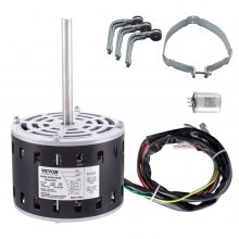 VEVOR 1/3HP Furnace Blower Motor, 110/120V 4.4Amps, 1075RPM 4 Speeds, CW/CCW Rotation, 48 Frame 5.2" Shaft Length, 5μF/370V Capacitor + 11" Hold Hoop