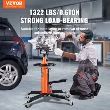 VEVOR Transmission Jack, 1322 LBS Hydraulic Telescoping Transmission Jack, 32"-67" High Lift Floor Jack Stand with Foot Pedal, 360° Swivel Wheel, Hydraulic Transmission Jack Garage/Shop Lift Hoist