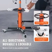 VEVOR Transmission Jack, 1322 LBS Hydraulic Telescoping Transmission Jack, 32"-67" High Lift Floor Jack Stand with Foot Pedal, 360° Swivel Wheel, Hydraulic Transmission Jack Garage/Shop Lift Hoist