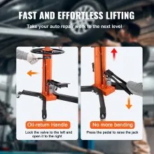 VEVOR Transmission Jack, 1322 LBS Hydraulic Telescoping Transmission Jack, 32"-67" High Lift Floor Jack Stand with Foot Pedal, 360° Swivel Wheel, Hydraulic Transmission Jack Garage/Shop Lift Hoist