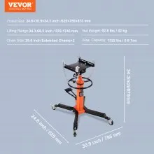 VEVOR Transmission Jack, 1322 LBS Hydraulic Telescoping Transmission Jack, 32"-67" High Lift Floor Jack Stand with Foot Pedal, 360° Swivel Wheel, Hydraulic Transmission Jack Garage/Shop Lift Hoist