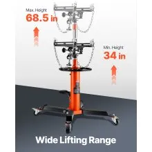 VEVOR Transmission Jack, 600 kg Hydraulic Telescoping Transmission Jack, 81 -170 cm High Lift Floor Jack Stand with Foot Pedal, 360° Swivel Wheel, Hydraulic Transmission Jack Garage/Shop Lift Hoist