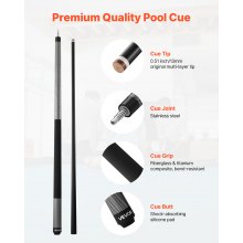 VEVOR Pool Cue, 1 Piece Pool Stick, 58 inch & 21 oz Fiberglass Titanium Composite Billiard Pools Cue Stick with Multi-Layer Tip, Cues Sticks for Professional Pool Table, Bar, Home Pool Games, Office