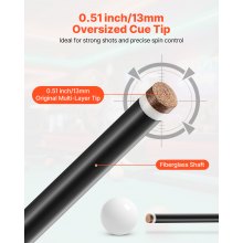 VEVOR Pool Cue, 1 Piece Pool Stick, 58 inch & 21 oz Fiberglass Titanium Composite Billiard Pools Cue Stick with Multi-Layer Tip, Cues Sticks for Professional Pool Table, Bar, Home Pool Games, Office