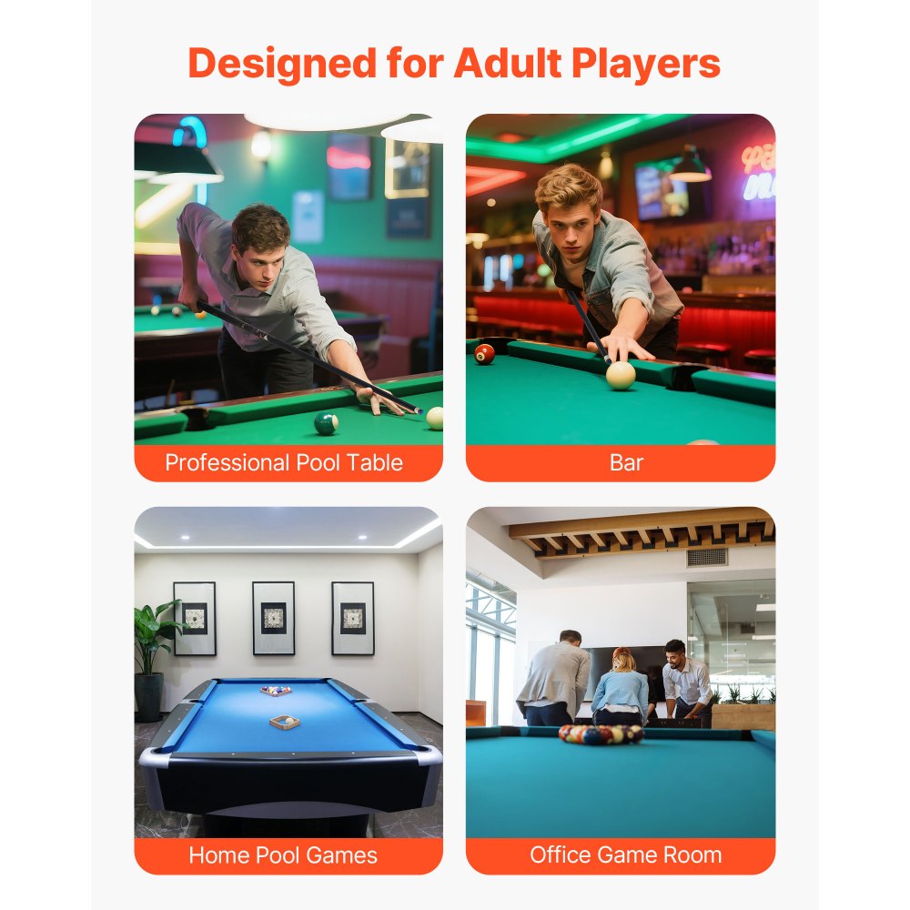 VEVOR Biljardkö, 1 st. biljardkö, 1473,2 mm och 538 g kanadensisk lönnträ, biljardkö med flerskiktsspets och ABS-kopplingsring, biljardköer för professionellt biljardbord, bar, hem, kontor