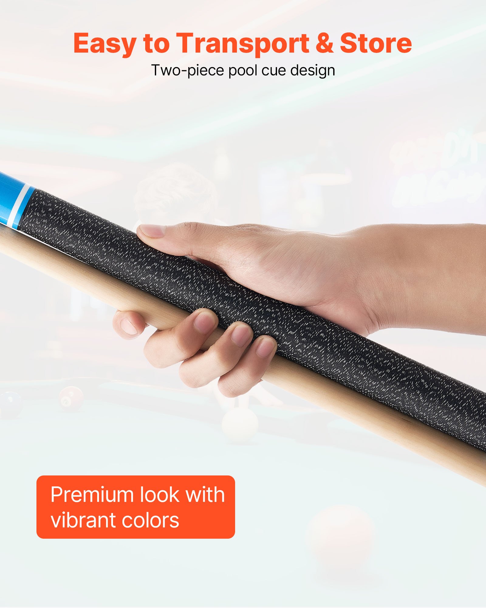 VEVOR Pool Cue, 4 Pieces Pool Stick, 1473.2mm Canadian Maple Wood Billiard Pools Stick with ABS Connection Ring, Cues Sticks for Professional Pool Table, Bar, Home, Office, 510g, 538g, 566g, 595g