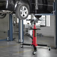 VEVOR Transmission Jack,3/5 Ton (1322 lbs) Capacity Hydraulic Telescopic Transmission Jack, 2-Stage Floor Jack Stand with Foot Pedal, 360° Swivel Wheel, Garage/ Shop Lift Hoist, Red