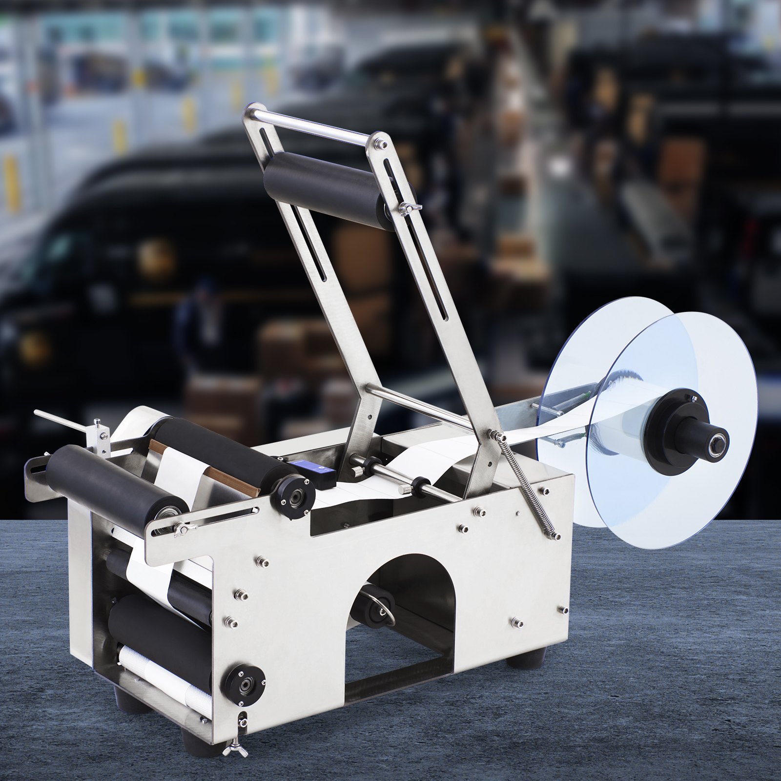 VEVOR MT-50 Semi-Automatic Round Bottle Labeling Machine, Adjustable Bottle Labeler 50pcs/min Label Applicator for Bottles 12-90mm