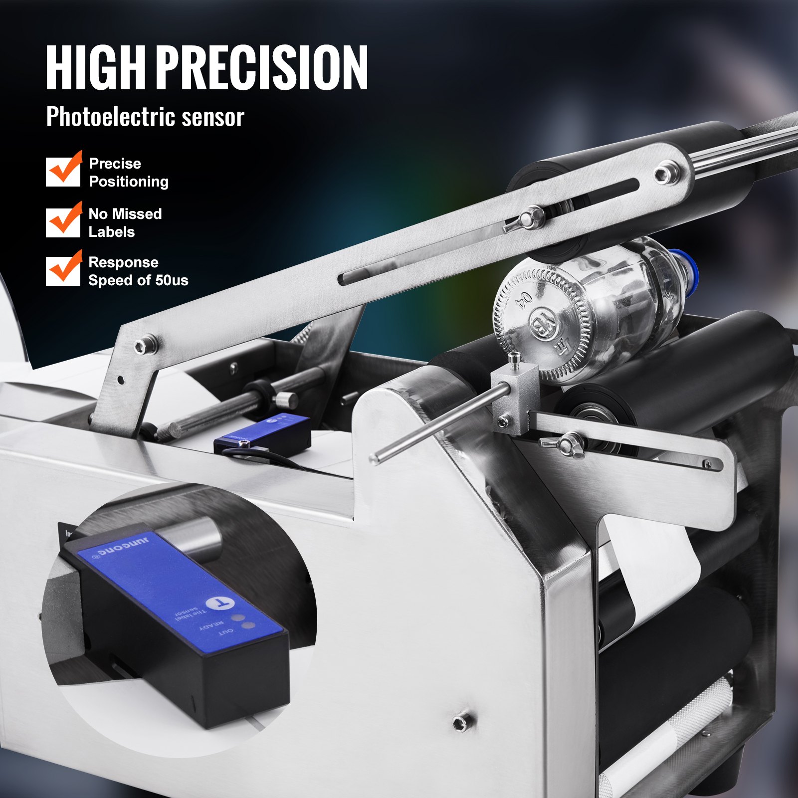 VEVOR Semi-Automatic Round Labeling Machine, 20-50pcs/min, Electric Bottle Label Applicator for Round Bottles, Round Bottle Labeler Suitable for Round Bottle Diameter 20-120 mm (with Pressing Bar)