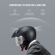 VEVOR 3/4-Face Motorcycle Helmet Motocross Helmet with Bluetooth Communication