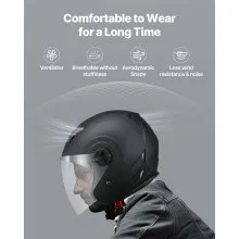 VEVOR Motorcycle Helmet, 3/4 Open Face, Adult Motocross Dirt Bike Helmet with Clear Visor, Comfortable Motorbike Racing Street with Detachable Liner for Men & Women, DOT Approved, (Matte Black, XL)