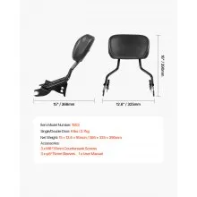 Motorcycle Backrest Sissy Bar for Harley-Davidson Touring Models 2009-2024 16 in