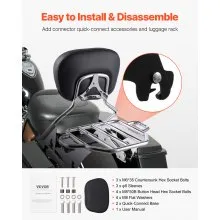 Motorcycle Backrest Sissy Bar with Luggage Rack for Harley Touring 2009-2024