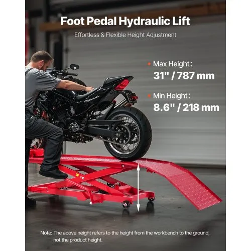 Hüdrauliline mootorratta tõstelaud 454 kg ratastega — pilt 2