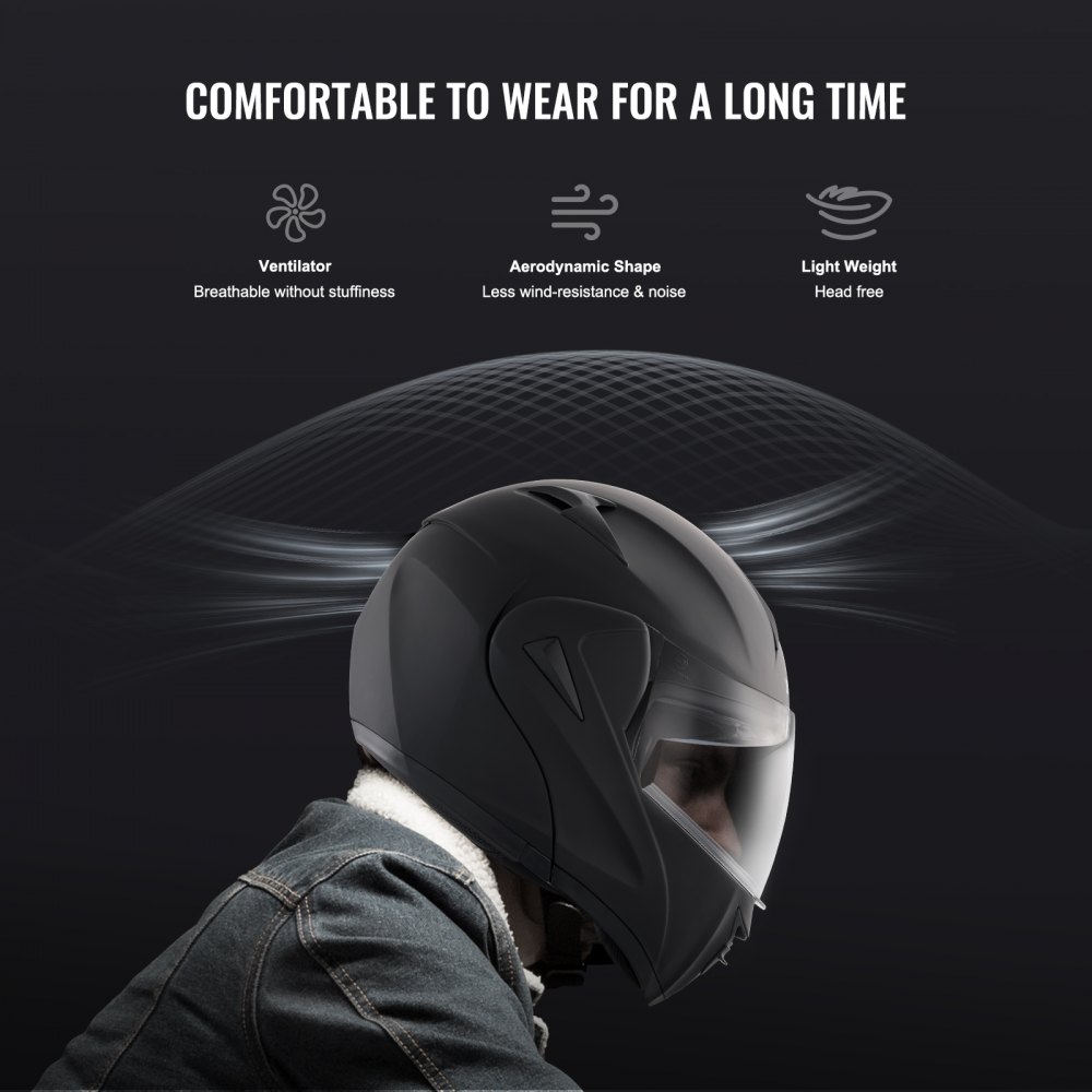 VEVOR Motorcycle Helmet, Unmasked, Smart Street ABS & High Density Helmet with Bluetooth Communications & Interchangeable Lens, DOT Approved Comfortable Motocross Helmet, Fit for Youth & Adults