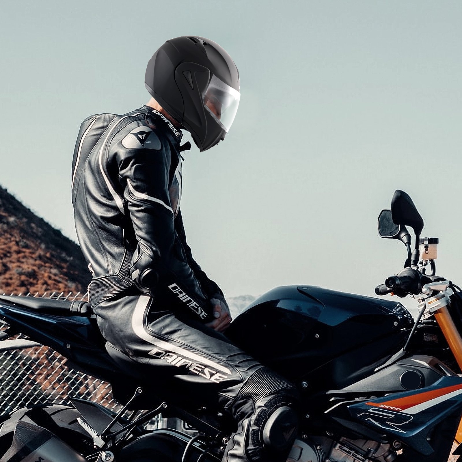 VEVOR Motorcycle Helmet, Unmasked, Smart Street ABS & High Density Helmet with Bluetooth Communications & Interchangeable Lens, DOT Approved Comfortable Motocross Helmet, Fit for Youth & Adults