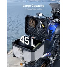 45L Motorcycle Top Case Universal Motorbike Tail Box with Leather Lining