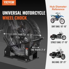 VEVOR Motorcycle Wheel Chock, 816.5 kg Capacity Wheel Cradle Holder, Heavy-duty Steel Motorcycle Front Wheel Stand with 3 Adjustable Holes, For 381-533.4 mm Off-Road Motorcycles, Standard Motorcycles