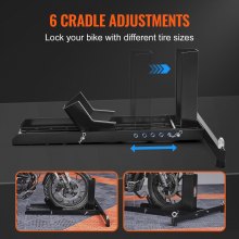 VEVOR Motorcycle Wheel Chock Upright, 816.5 kg Capacity, Heavy-duty Steel Motorcycle Front Wheel Stand with 6 Adjustable Holes, For 381-558.8 mm Off-Road Motorcycles, Standard Motorcycles