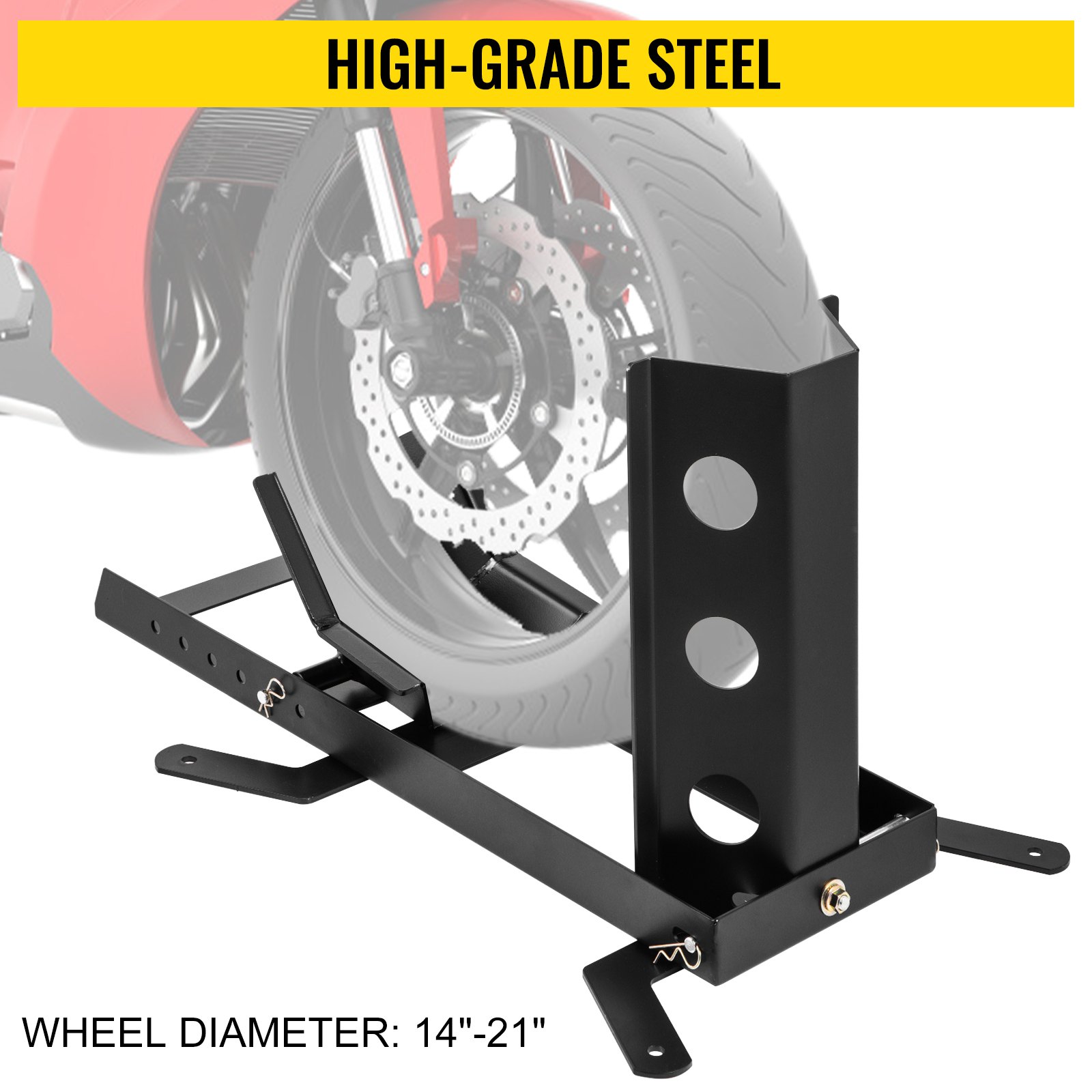 VEVOR 14" -21" Adjustable Motorcycle Wheel Chock 1000 lbs TiresUpright Stand