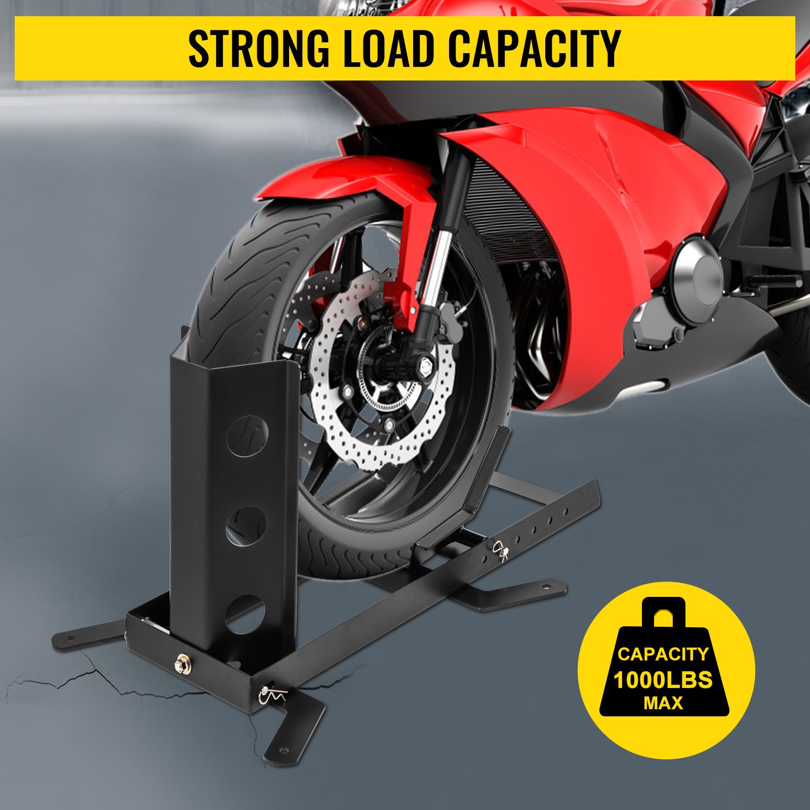 VEVOR 14" -21" Adjustable Motorcycle Wheel Chock 1000 lbs TiresUpright Stand